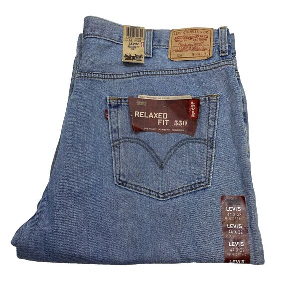 Levis Jeans Mens 44x32 Blue 550 Tapered Leg Relaxed Fit American Western Denim - Picture 12 of 14